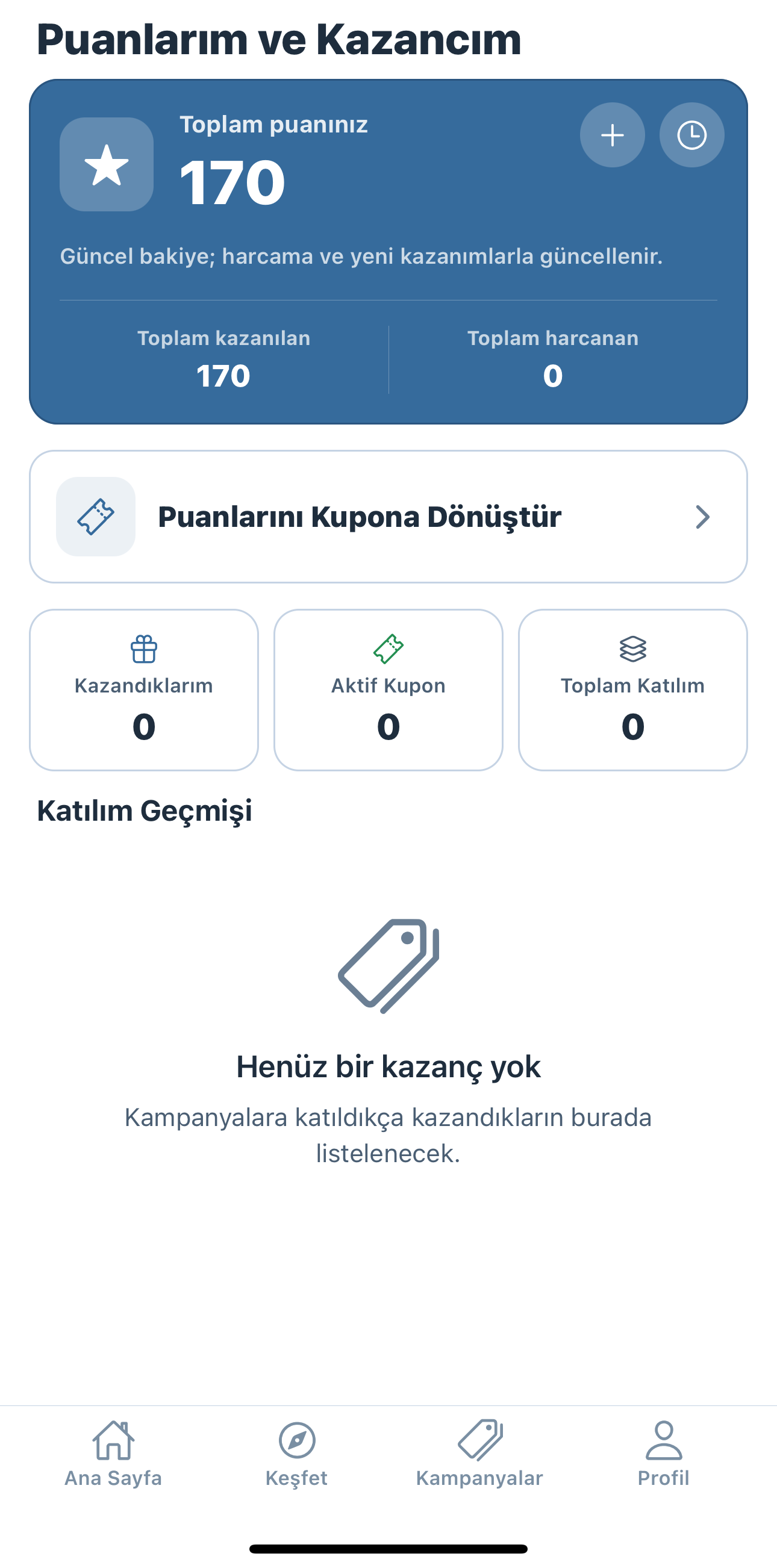 Puan & Kazanç ekran görüntüsü